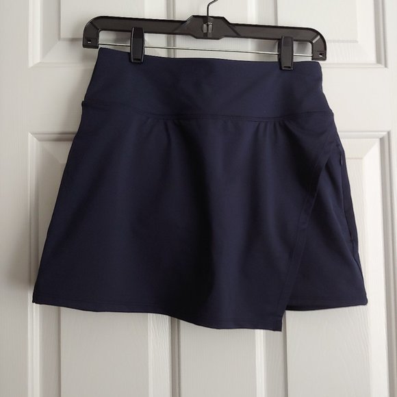 ATHLETA Navy Blue Volley Skirt Skort Size XS Side Zipper Pocket Like New - Picture 4 of 11